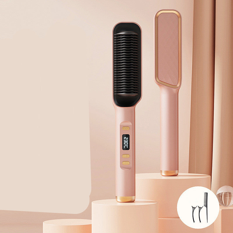 Multifunktionell skållningsskyddande rak lockkam med negativ jon