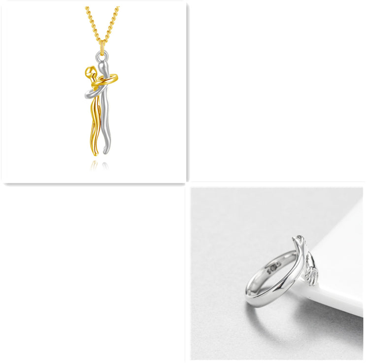 Kärlek Kram Halsband Unisex Män Kvinnor Par Smycken Enkel Temperament hjärtans dag Älskare Gåva