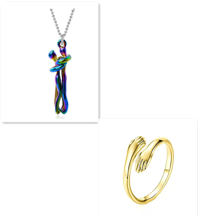 Kärlek Kram Halsband Unisex Män Kvinnor Par Smycken Enkel Temperament hjärtans dag Älskare Gåva